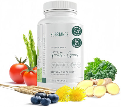 SUBSTANCE.- Nature's Sustenance Daily Greens, Daily Fruit and Veggies Supplement - Enhance Energy, Mental Clarity - Fruits and Vegetables